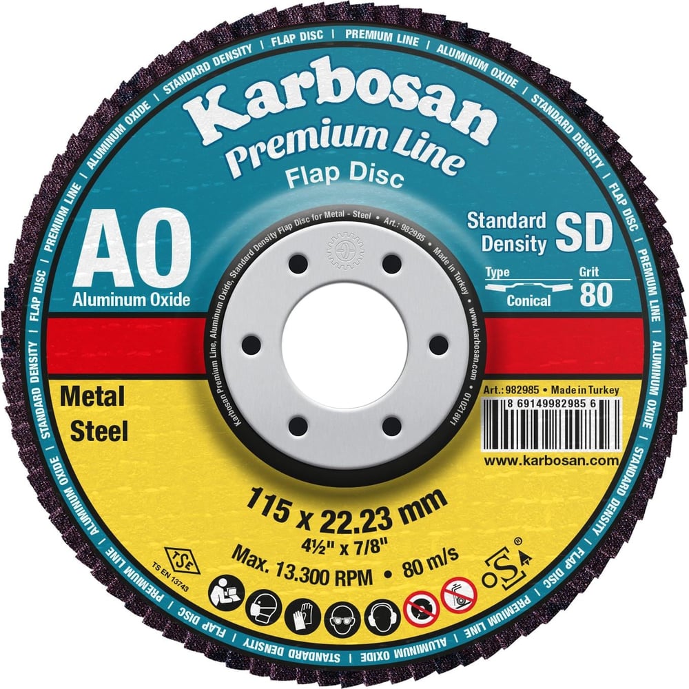115MM AXPR11 80 KUM SD KONIK KARBOSAN FLAP DISK