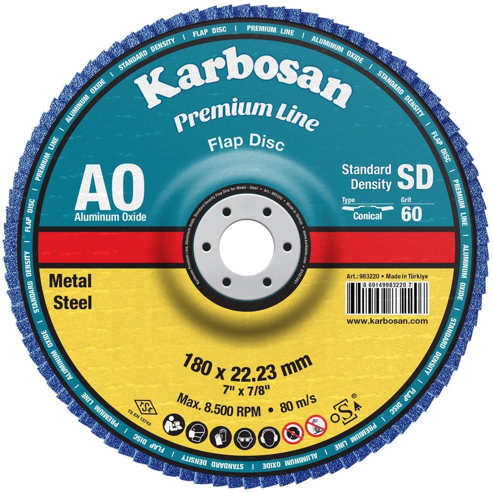 180MM AXPR11 60 KUM SD KONIK KARBOSAN FLAP DISK