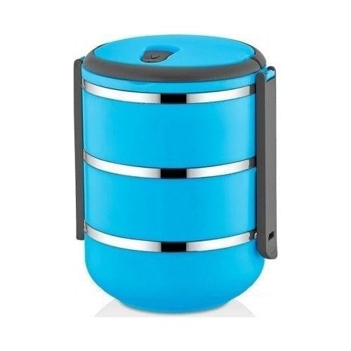 Penguen PNG-6002 Paslanmaz Yemek Termosu 3 Katlı Mavi - sefer tası