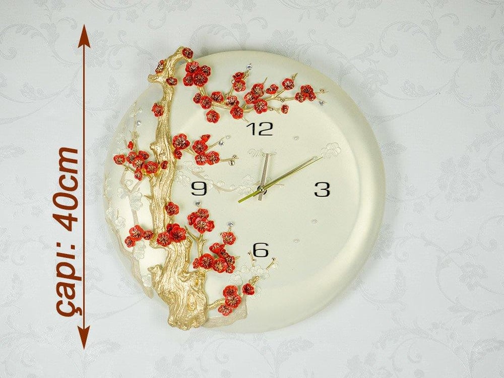 Regal 1009 R Ultıma Kabartma Çiçek Desenli 40Cm dekoratif duvar saati