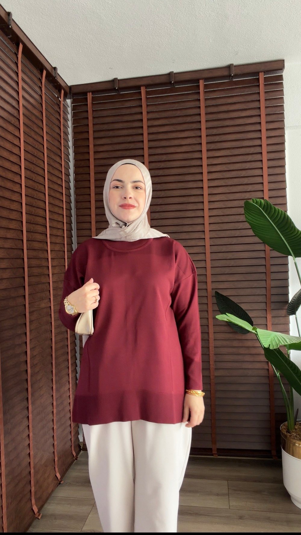BORDO MERSERİZE BLUZ 