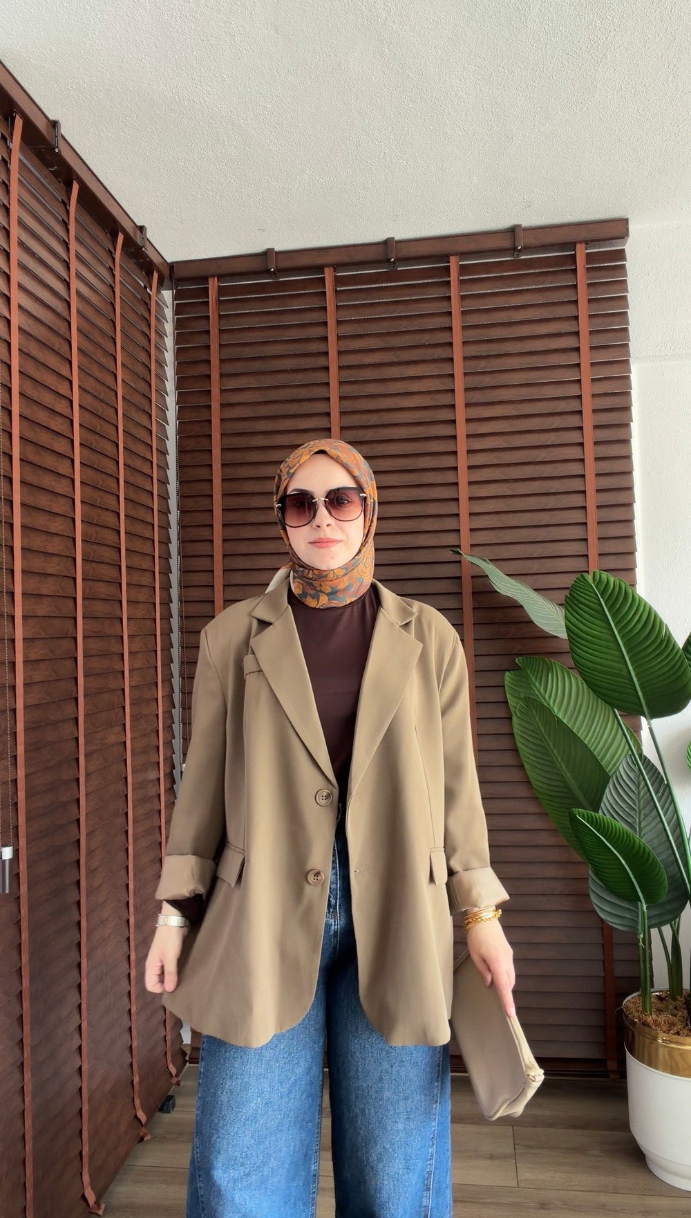 ÇAĞLA YEŞİLİ OVERSIE DÖKÜMLÜ KEREP KUMAŞ BLEAZER CEKET  