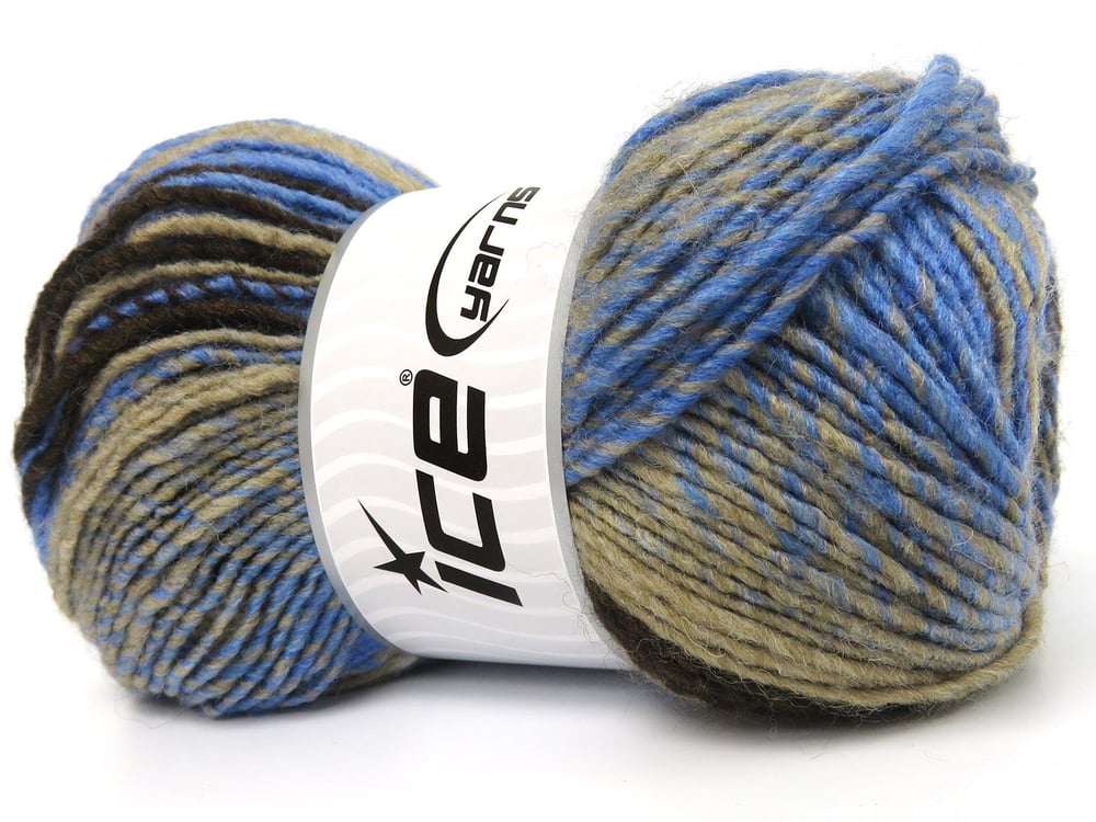 4x100gr. ANATOLIA WOOL CORD Mavi, Kahverengi Tonları Yün, Akrilik Kışlık, Yün, Batik Desenli, Akrilik