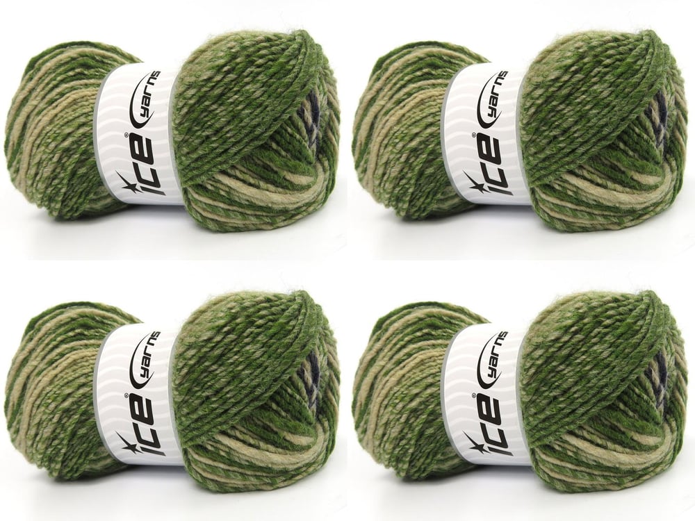 4x100gr. ANATOLIA WOOL CORD Mavi Yün, Akrilik Kışlık, Yün, Batik Desenli, Akrilik