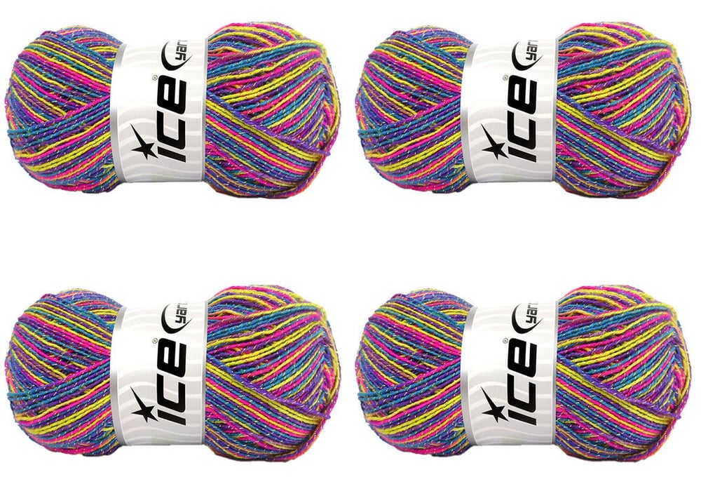 4x100gr. CASTILLO GLITZ Altın, Gökkuşağı Elastan, Metalik Simli, Akrilik Metalik Simli, Kışlık, Çok İnce, Batik Desenli, Elastan, Akrilik