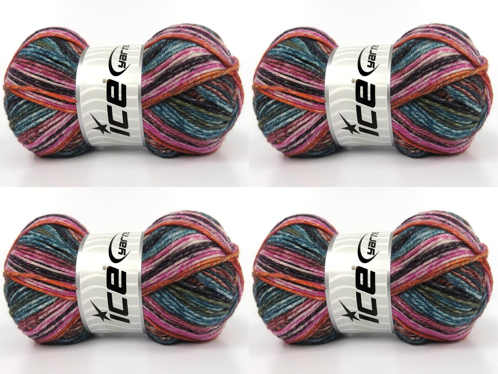 4x100gr. COTTONAC SPRAY Kahverengi, Pembe, Siyah, Turuncu, Turkuaz, Bakır Pamuk Çok renkli, Bebe, Yazlık İplikler, Pamuk, Batik Desenli, Kalın, Akrilik, Anti-Pilling