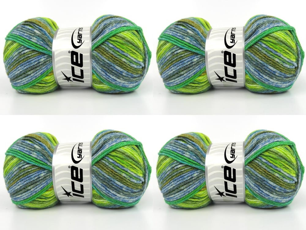 4x100gr. COTTONAC SPRAY Yeşil Tonları, Mavi Tonları Pamuk Çok renkli, Bebe, Yazlık İplikler, Pamuk, Batik Desenli, Kalın, Akrilik, Anti-Pilling