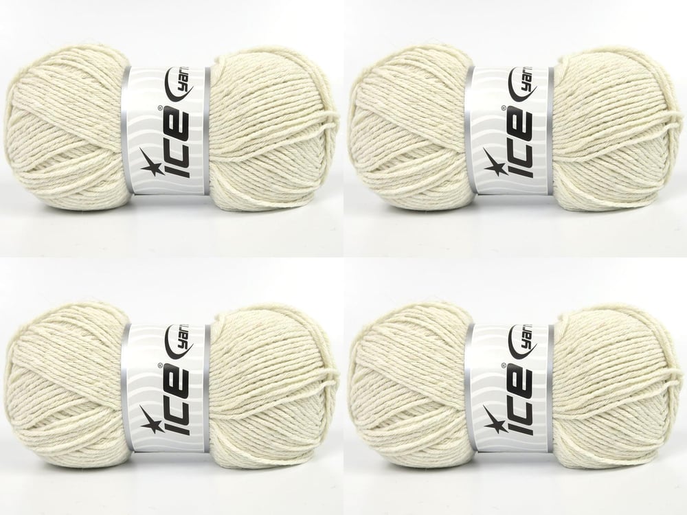 4x100gr. ELLISON Krem Akrilik Kışlık, Düz iplikler, Worsted, Düz, 100% Akrilik