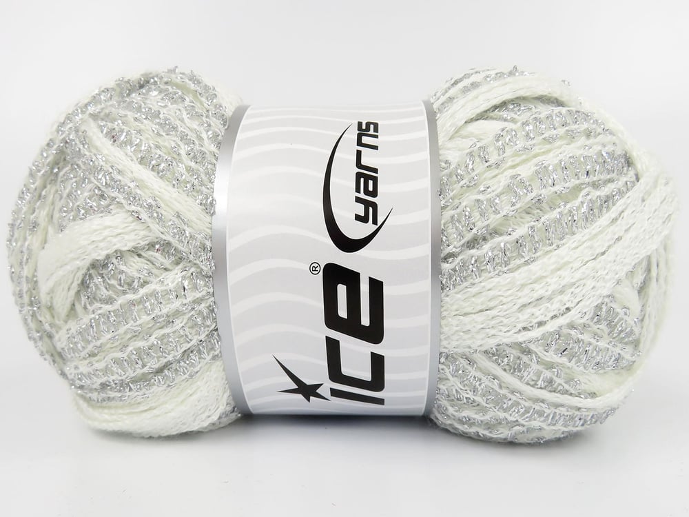 4x100gr. FLAMENCO Ekru Simli, Akrilik Fular - Şal, Metalik Simli, Kışlık, Çok Kalın, Akrilik