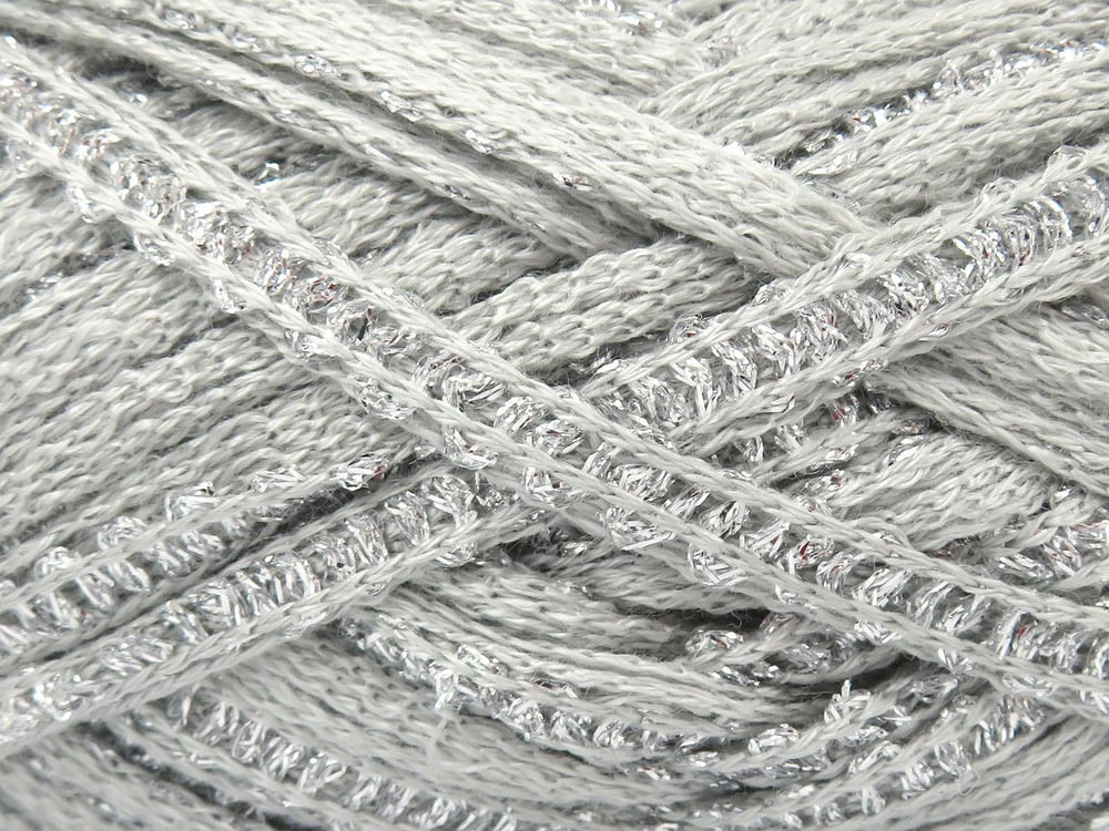 4x100gr. FLAMENCO Gri Simli, Akrilik Fular - Şal, Metalik Simli, Kışlık, Çok Kalın, Akrilik