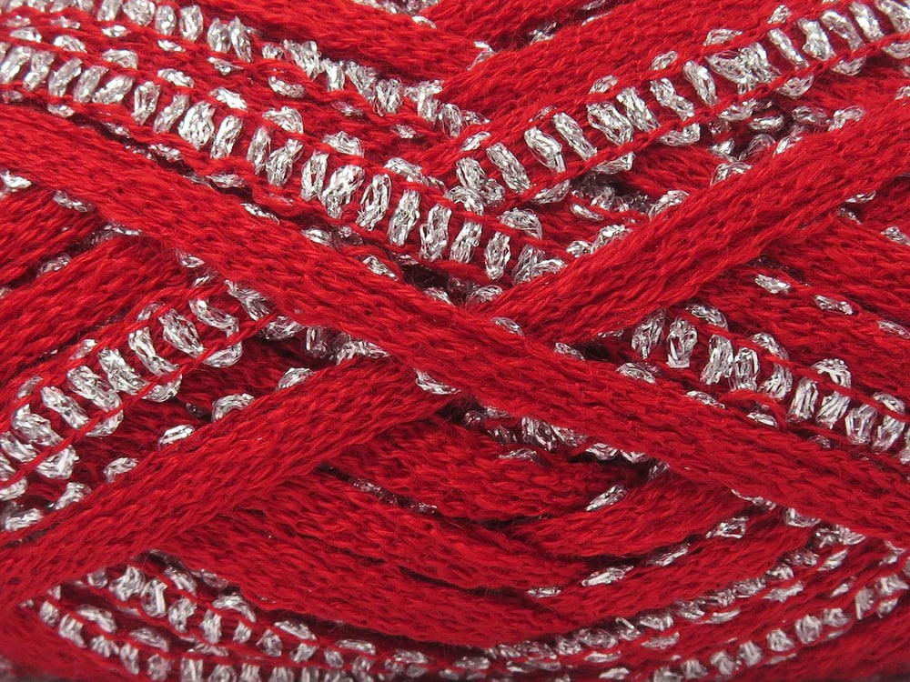 4x100gr. FLAMENCO Kırmızı Simli, Akrilik Fular - Şal, Metalik Simli, Kışlık, Çok Kalın, Akrilik