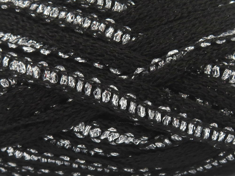 4x100gr. FLAMENCO Siyah Simli, Akrilik Fular - Şal, Metalik Simli, Kışlık, Çok Kalın, Akrilik