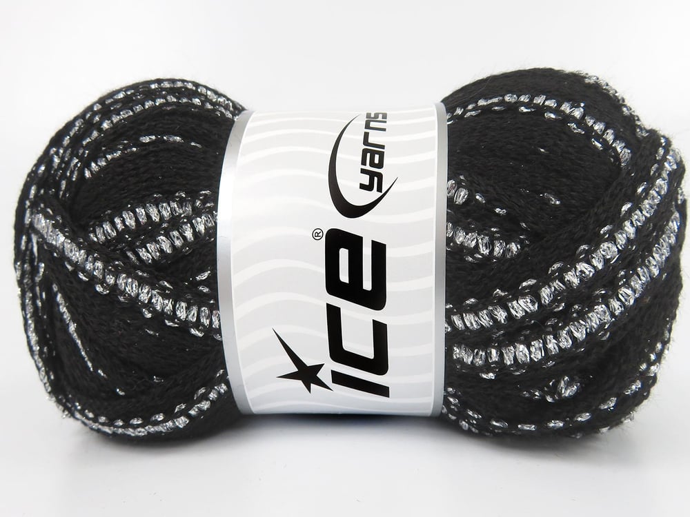 4x100gr. FLAMENCO Siyah Simli, Akrilik Fular - Şal, Metalik Simli, Kışlık, Çok Kalın, Akrilik