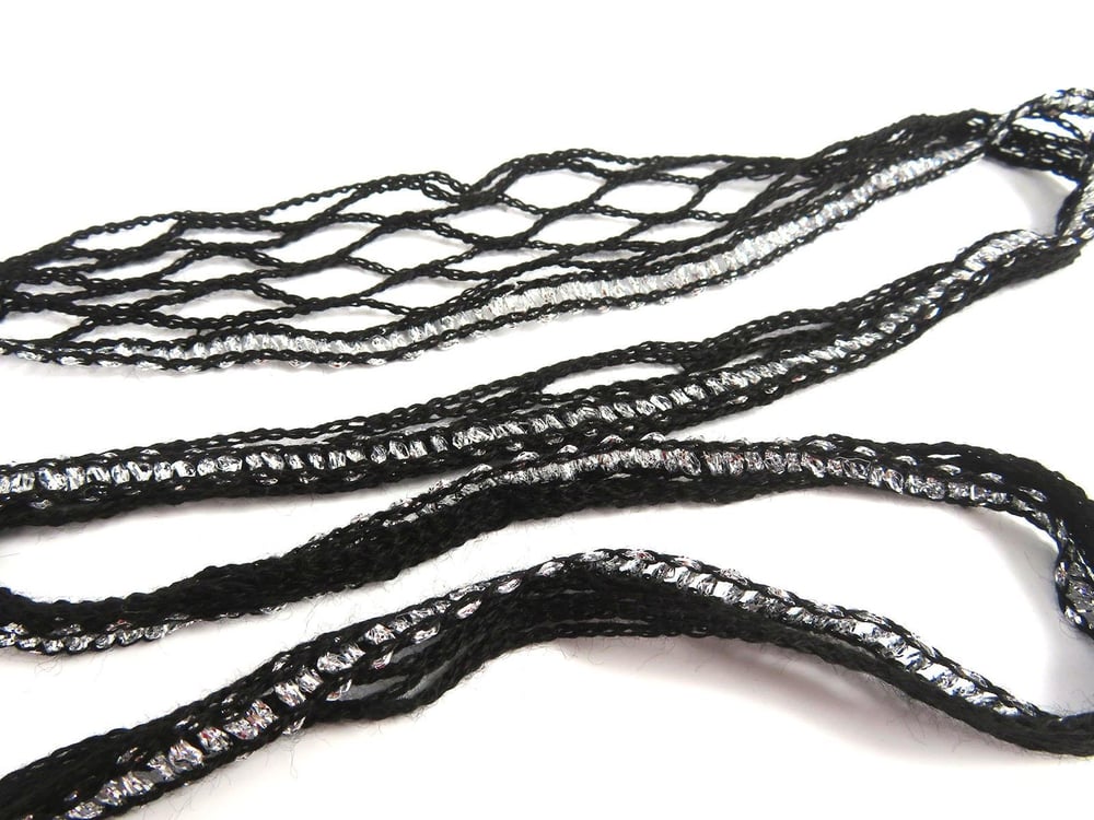 4x100gr. FLAMENCO Siyah Simli, Akrilik Fular - Şal, Metalik Simli, Kışlık, Çok Kalın, Akrilik