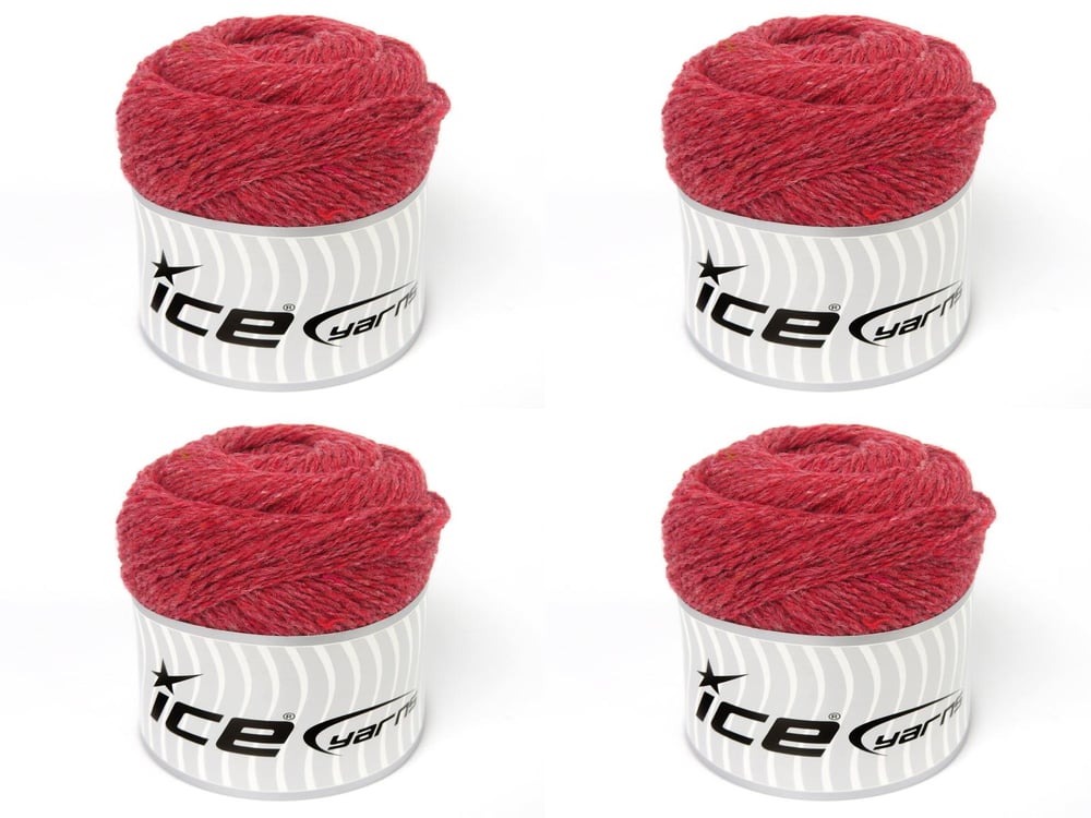 4x100gr. RECYCLED WOOL Domates Kırmızı  Lüks, Kışlık, Yün, 100% Yün