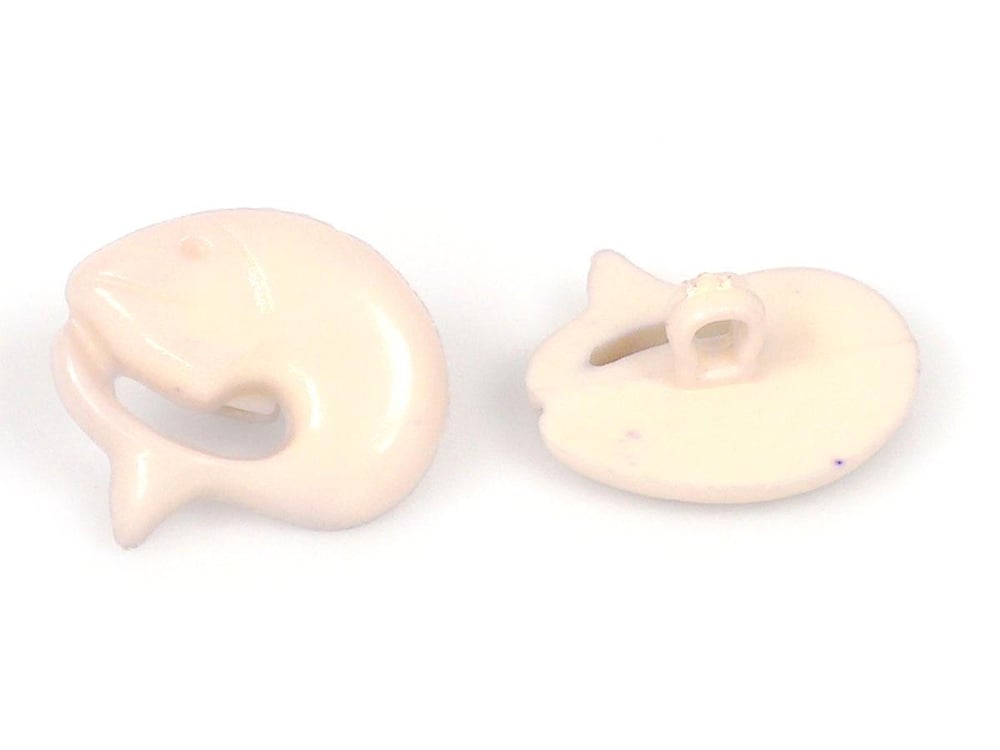 5 Dolphin Figure Buttons Beige 15mm long