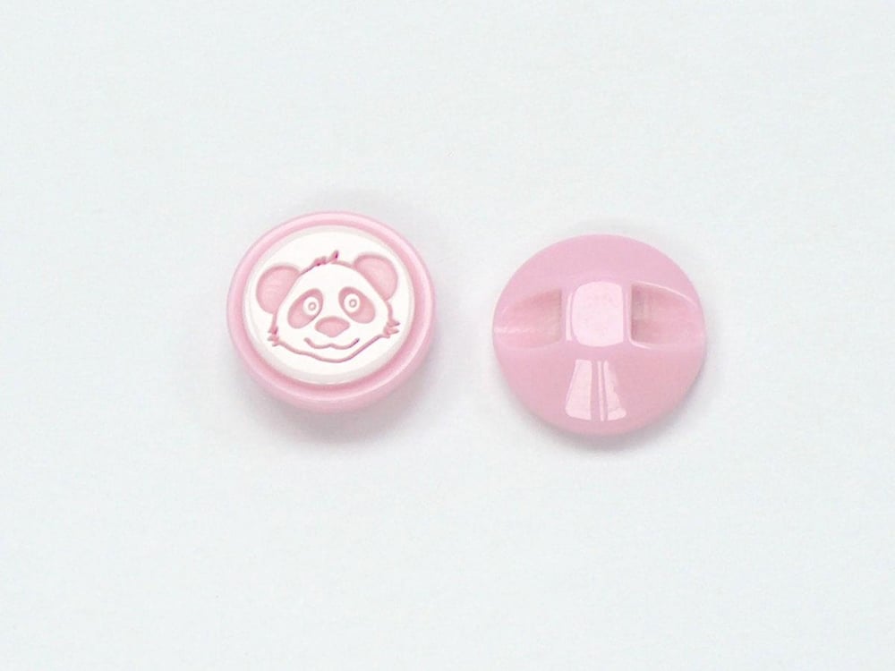 5 Raccoon Face Figure Buttons Pink, White 15mm long