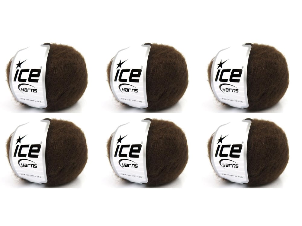 6x50gr. WINSOME MOHAIR Koyu Kahverengi Akrilik, SuperKid Tiftik Lüks, Kışlık, Çok İnce, Yün, Kid Mohair