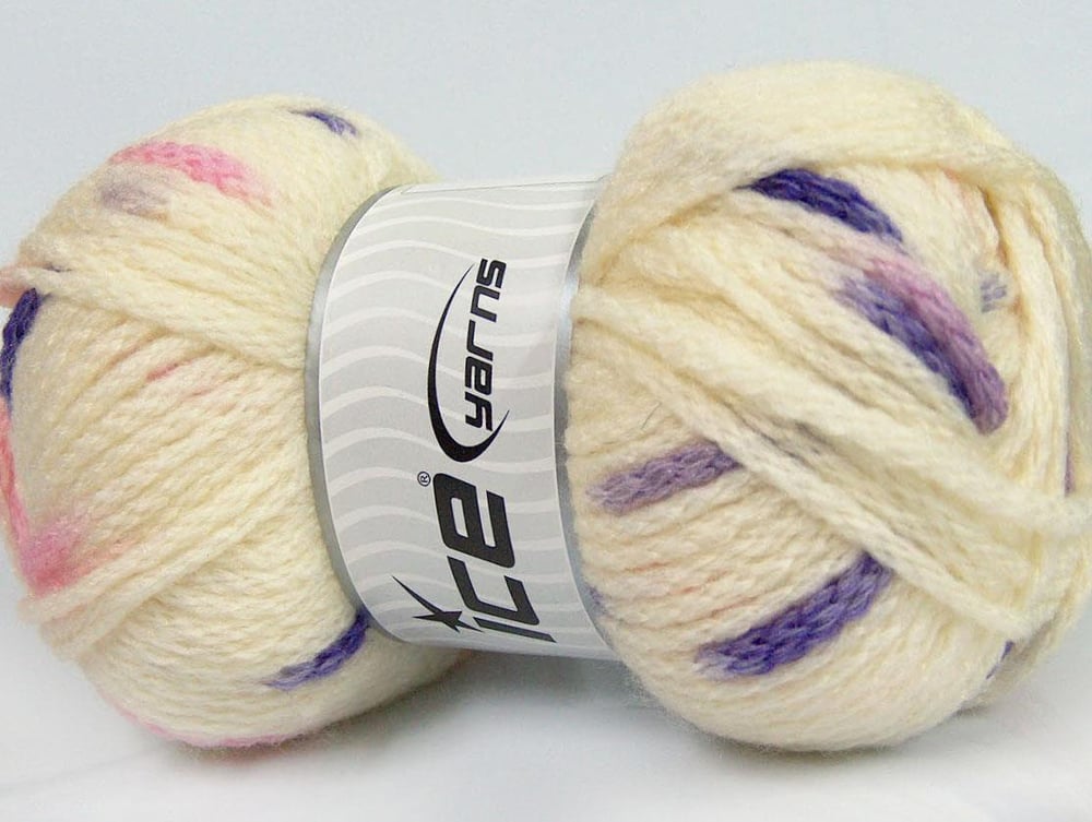 4x100gr. TUBEWOOL BULKY SPOTS Pembe, Leylak, Krem Yün, Akrilik Kışlık, Yün, Kalın