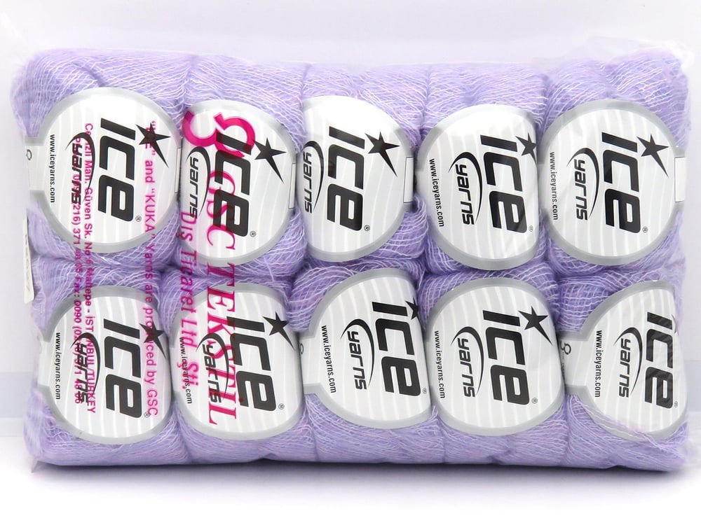Lot of 10 Skeins Ice Yarns ALICE (10% Wool) Hand Knitting Yarn Light Lilac