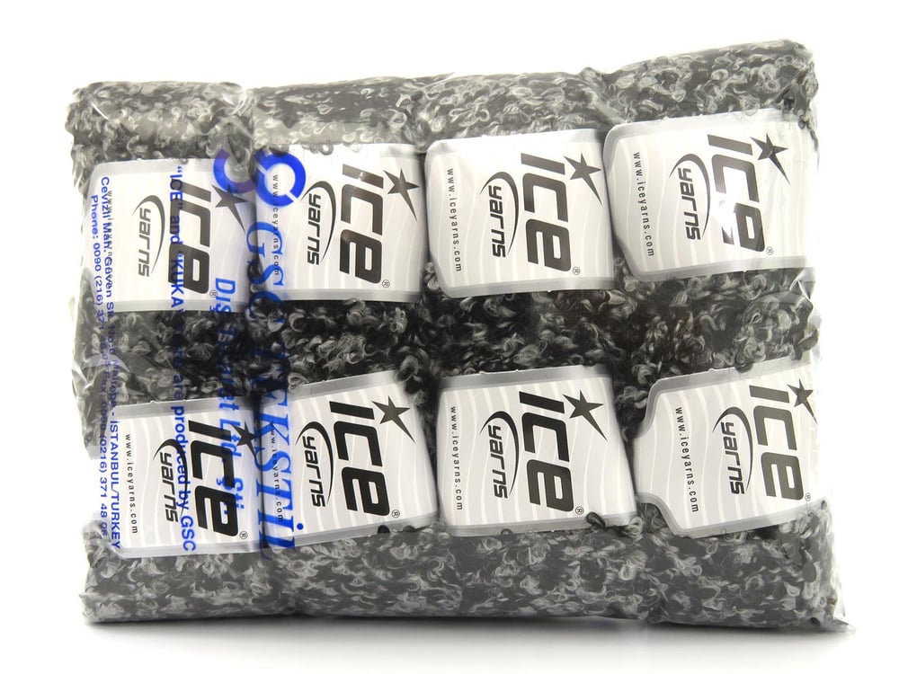 8x50gr. ALPACA BOUCLE Siyah, Gri Viskon, Alpaka, Yün, Akrilik Lüks, Alpaka, Kışlık, Yün, Viskon, Buklet, Kalın, Akrilik