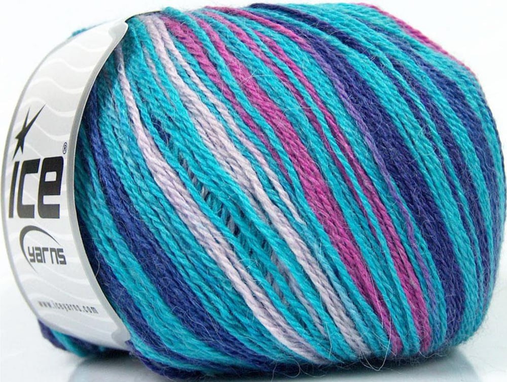 4x100gr. ALPACA FINE MAGIC Mavi, Leylak, Turkuaz, Fuşya Alpaka, Yün, Akrilik Lüks, Alpaka, Kışlık, Batik Desenli