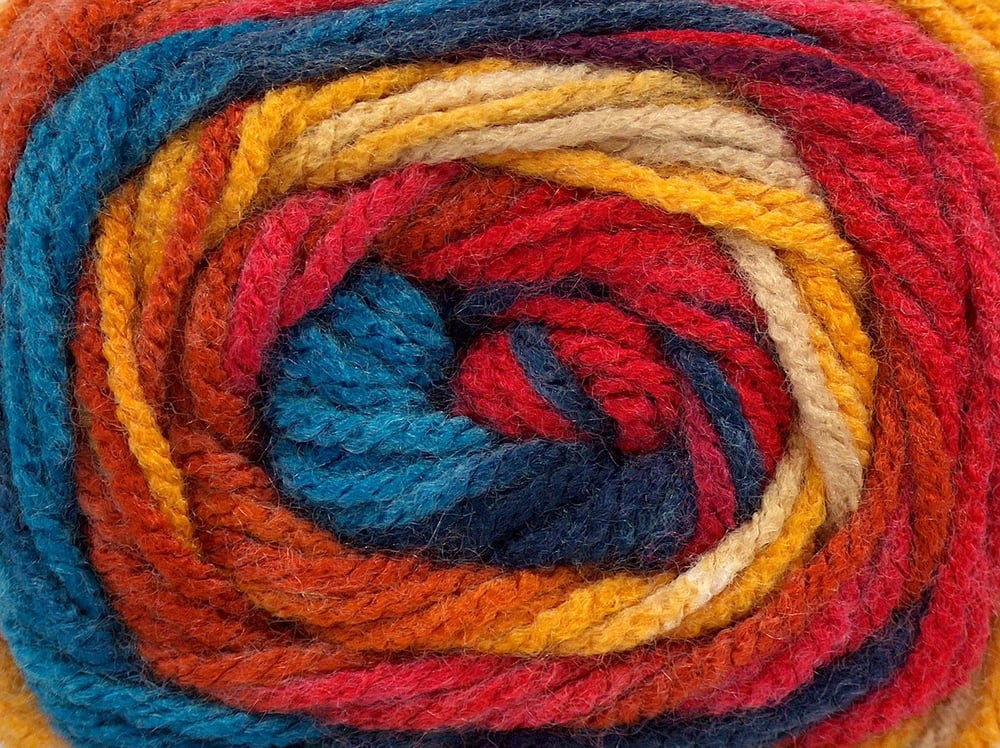 4x100gr. AMBIANCE Gökkuşağı Premium Akrilik Kışlık, Bebe, Batik Desenli, 100% Akrilik