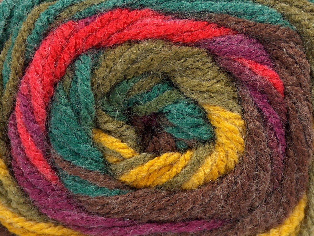 4x100gr. AMBIANCE Kırmızı, Altın, Yeşil Tonları Premium Akrilik Kışlık, Bebe, Batik Desenli, 100% Akrilik