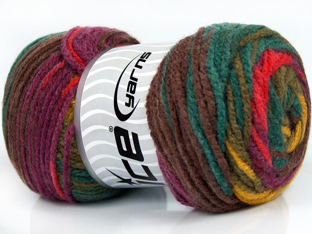 4x100gr. AMBIANCE Kırmızı, Altın, Yeşil Tonları Premium Akrilik Kışlık, Bebe, Batik Desenli, 100% Akrilik