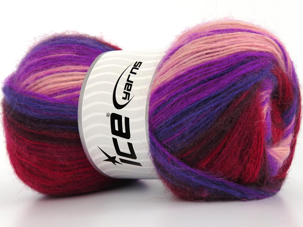 4x100gr. ANGORA ACTIVE Bordo, Maron, Somon, Leylak Tonları Angora, Akrilik Kışlık, Angora, Batik Desenli