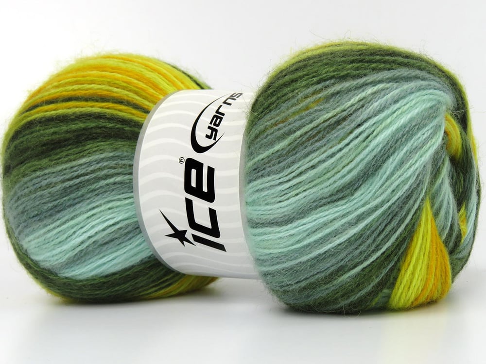 4x100gr. ANGORA ACTIVE Altın, Yeşil Tonları Angora, Akrilik Kışlık, Angora, Batik Desenli