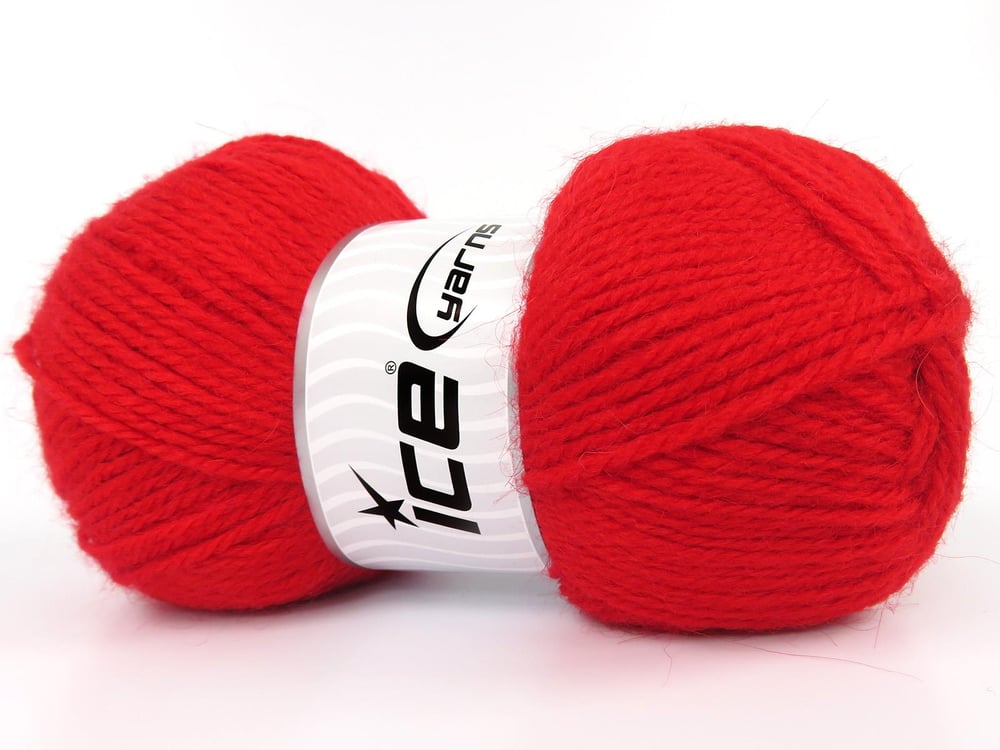 4x100gr. ANGORA LUXE Kırmızı Tiftik, Yün, Akrilik Kışlık, Angora, Yün, Tiftik, Akrilik