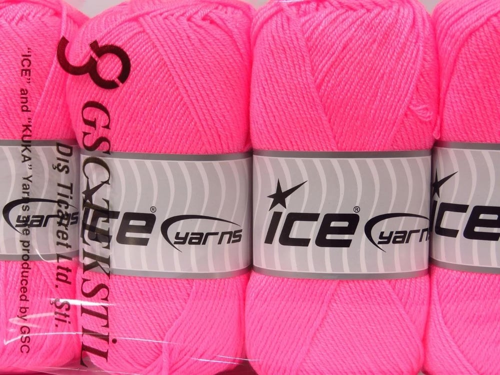 4x100gr. ANTIPILLING BABY Neon Pembe  Kışlık, Düz iplikler, Worsted, 100% Akrilik , Anti-Pilling