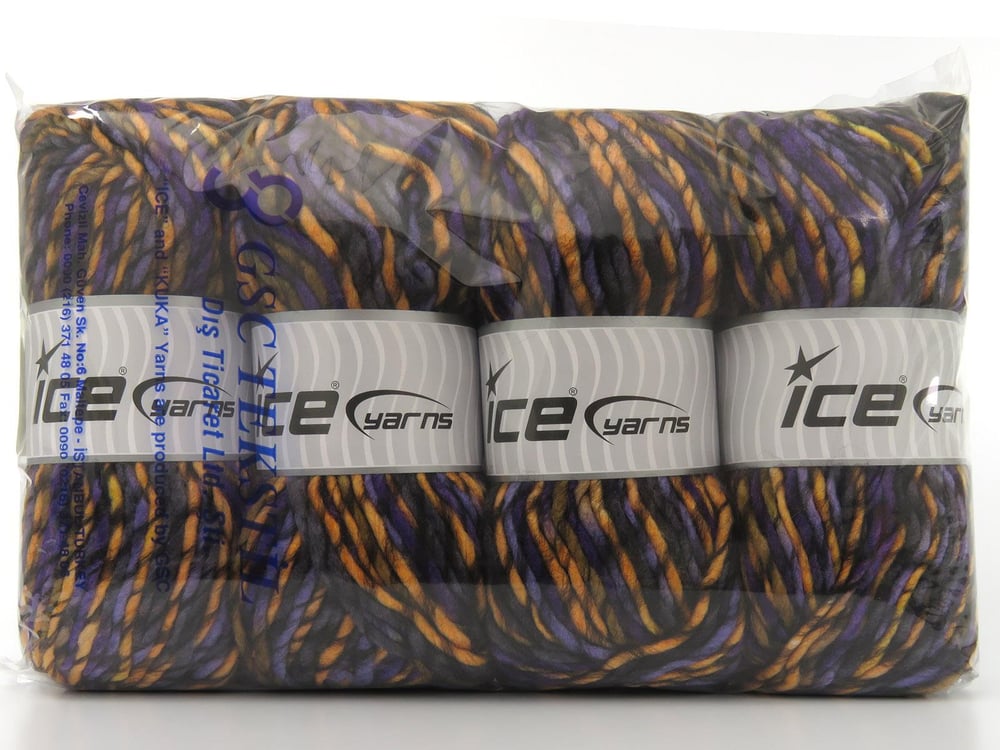 4x100gr. ARMONIA LANA BULKY Kahverengi, Siyah, Mor Tonları, Somon Tonları Yün, Akrilik Kışlık, Yün, Batik Desenli, Kalın, Akrilik