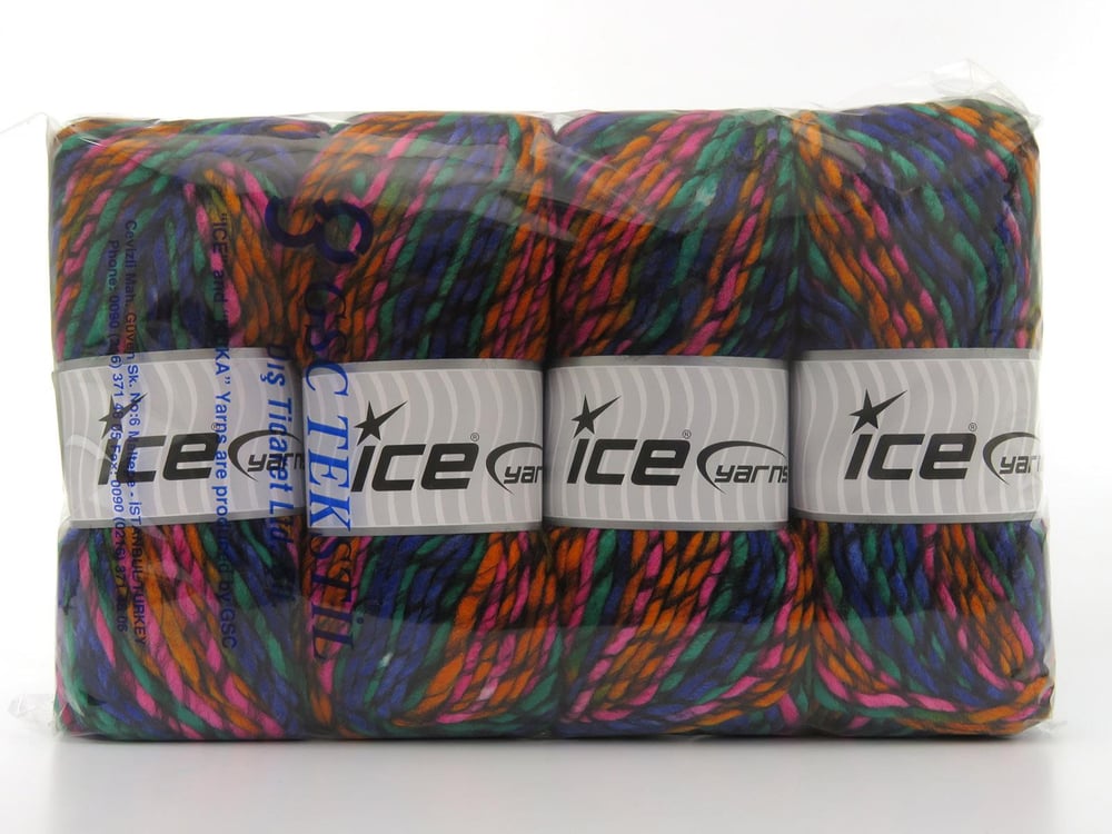 4x100gr. ARMONIA LANA BULKY Yeşil, Pembe, Siyah, Mor, Turuncu Yün, Akrilik Kışlık, Yün, Batik Desenli, Kalın, Akrilik