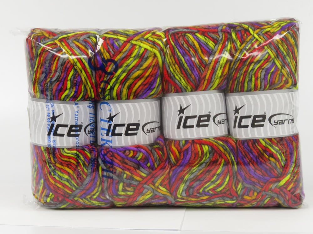 4x100gr. ARMONIA LANA Yeşil, Siyah, Mor, Sarı, Gri Yün, Akrilik Kışlık, Yün, Batik Desenli, Worsted, Akrilik