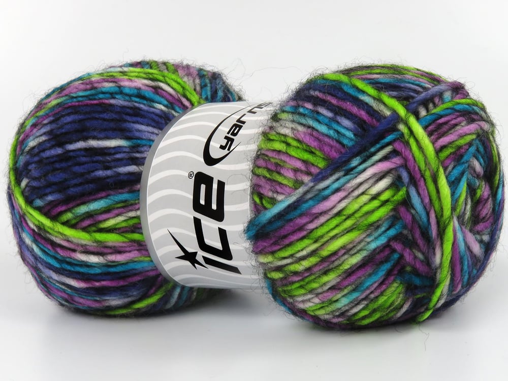 4x100gr. ARMONIA LANA Yeşil, Beyaz, Turkuaz, Mor Tonları Yün, Akrilik Kışlık, Yün, Batik Desenli, Worsted, Akrilik