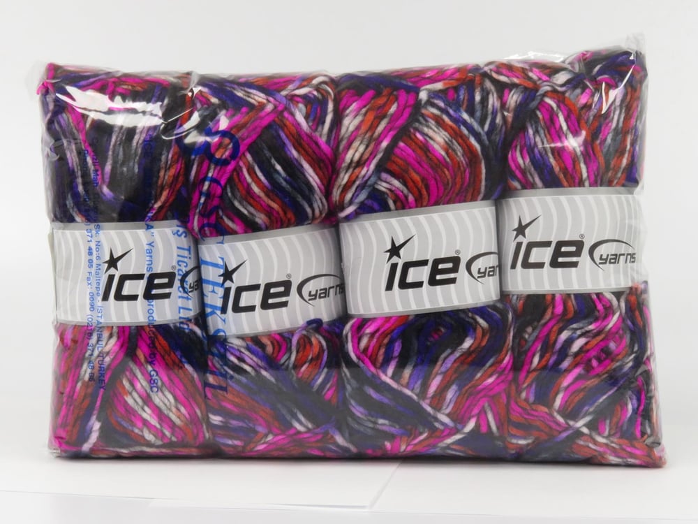 4x100gr. ARMONIA LANA Pembe, Siyah, Beyaz, Mor, Altın Yün, Akrilik Kışlık, Yün, Batik Desenli, Worsted, Akrilik