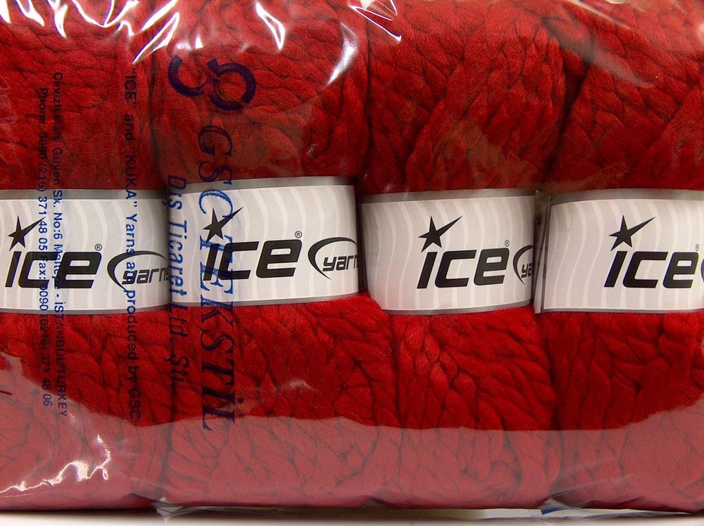 4x100gr. ASTORIA Kırmızı Yün, Akrilik Kışlık, Yün, Çok Kalın, Batik Desenli