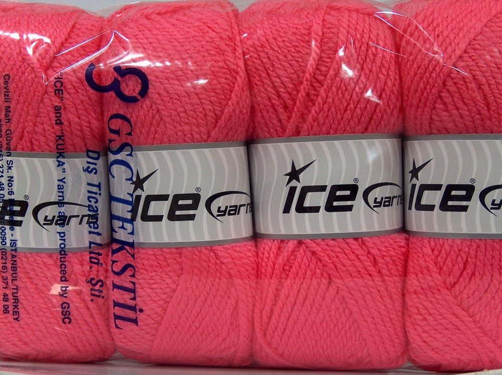 4x100gr. ATLAS Şeker pembe Akrilik Kışlık, Düz iplikler, Kalın, 100% Akrilik