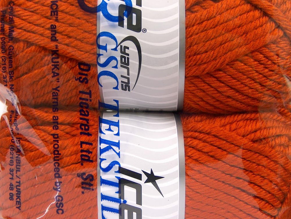 2x200gr. ATLAS JUMBO Turuncu Akrilik Kışlık, Düz iplikler, Çok Kalın, 100% Akrilik