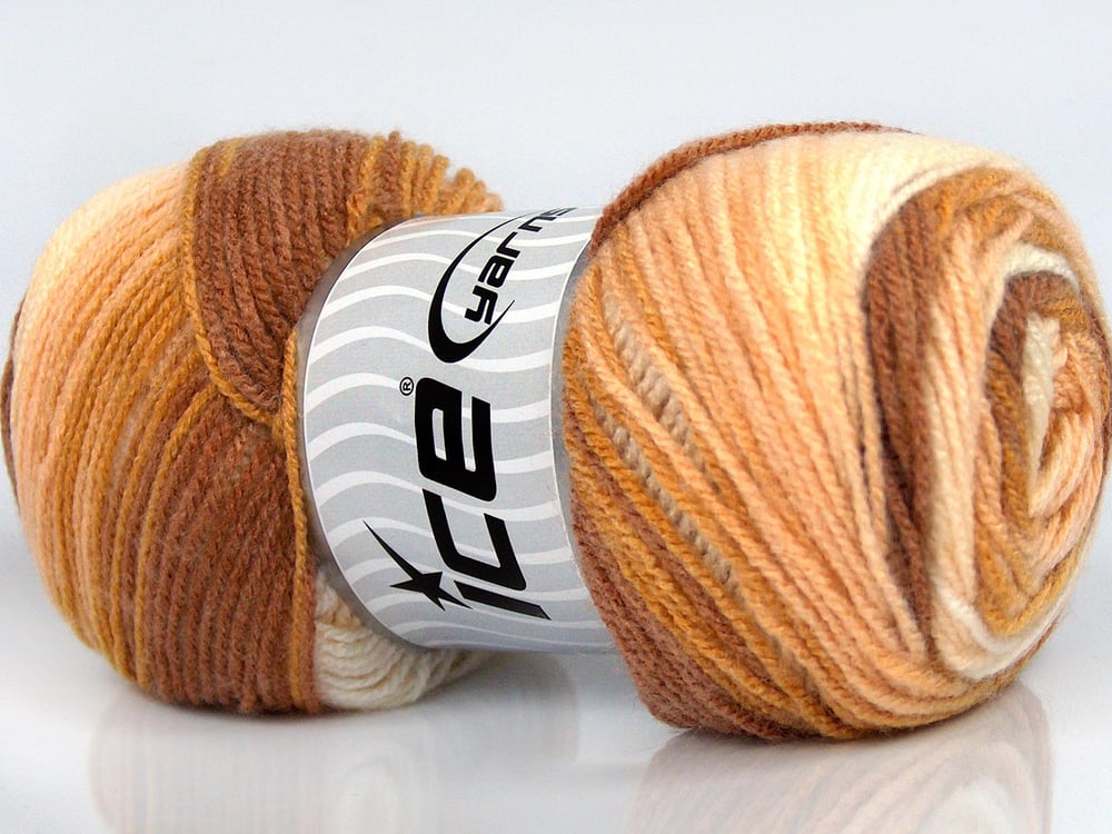 4x100gr. BABY BATIK Krem, Kahverengi Tonları Bebe Akrilik Kışlık, Bebe, Batik Desenli, 100% Akrilik