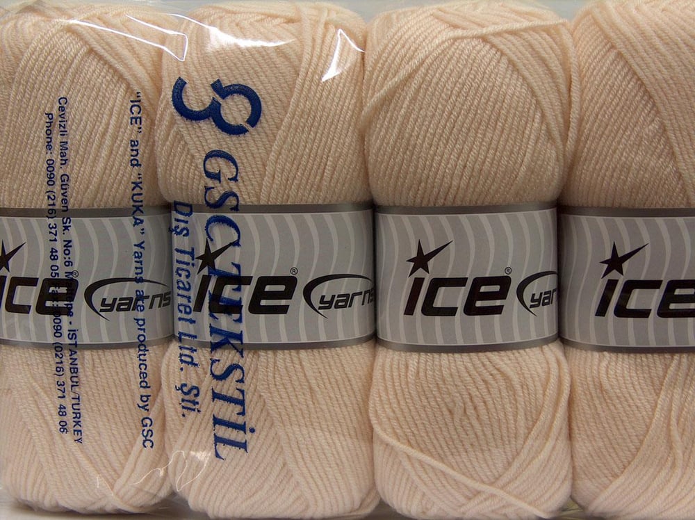Lot of 4 x 100gr Skeins Ice Yarns BABY BIO Hand Knitting Yarn Light Beige
