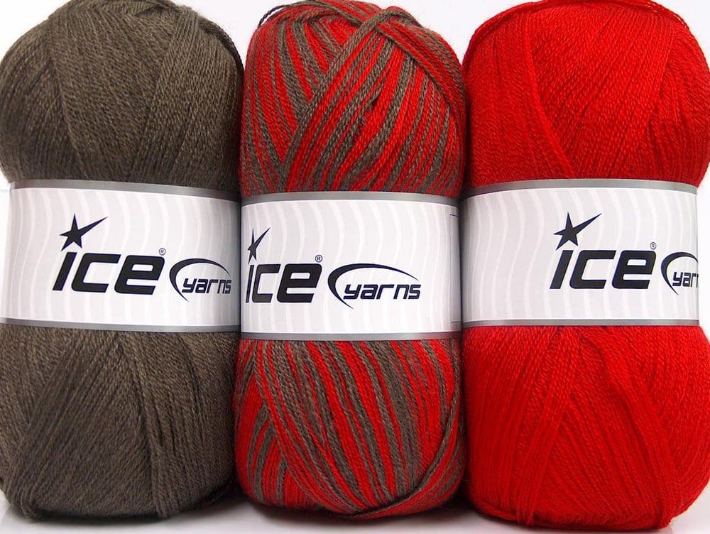 3x100gr. BABY OMBRE Kahverengi, Kırmızı  Kışlık, Bebe, Düz iplikler, Batik Desenli, Worsted, 100% Akrilik