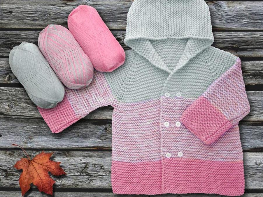 3x100gr. BABY OMBRE Pembe, Gri  Kışlık, Bebe, Düz iplikler, Batik Desenli, Worsted, 100% Akrilik