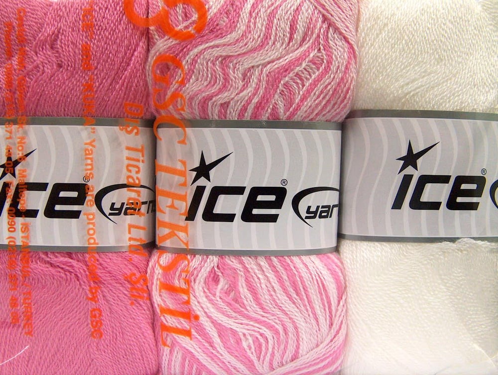 3x100gr. BABY OMBRE Pembe, Beyaz  Kışlık, Bebe, Düz iplikler, Batik Desenli, Worsted, 100% Akrilik
