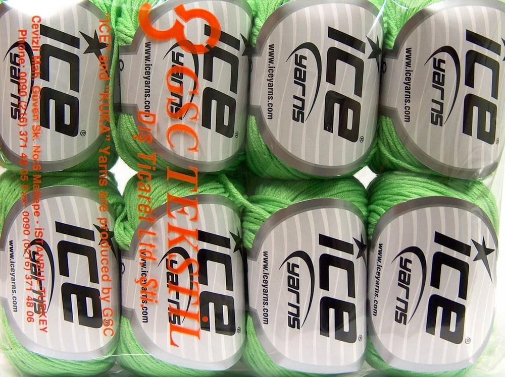 8x50gr. BABY SUMMER DK Neon Yeşil Pamuk, Akrilik Bebe, Yazlık İplikler, Pamuk
