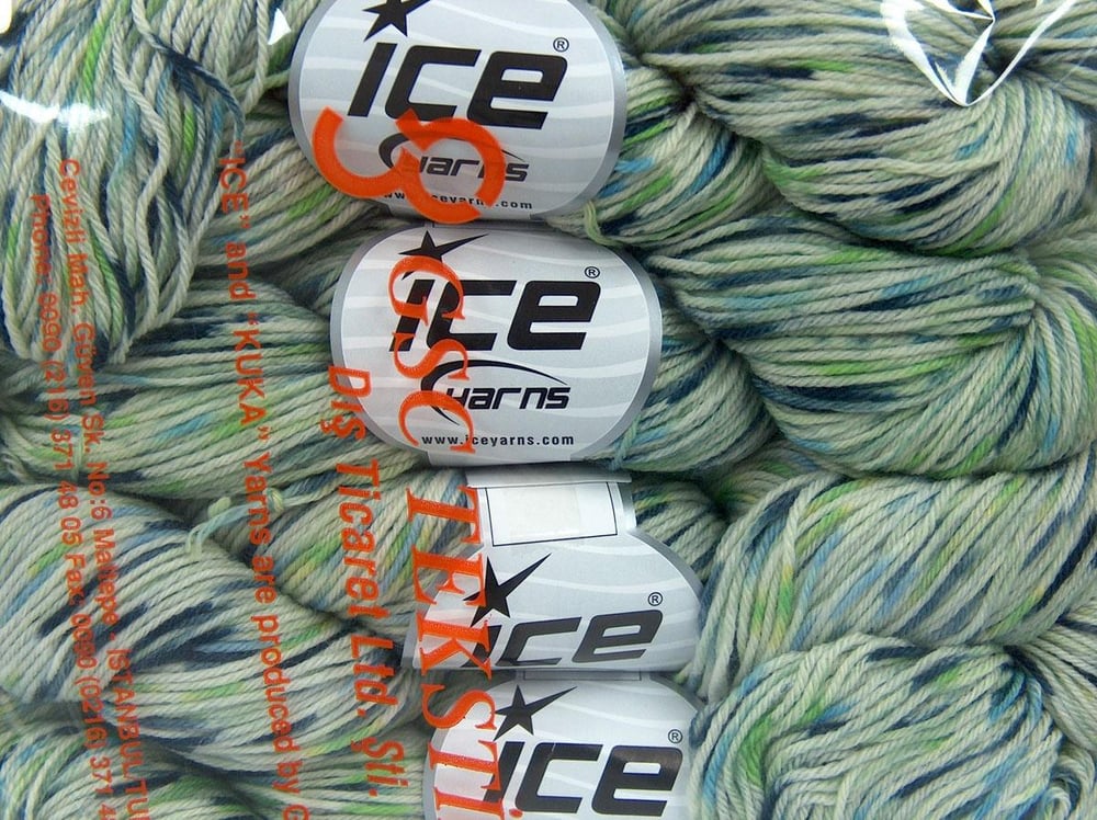 4x50gr. BABY SUPERWASH MERINO PRINT Yeşil Tonları, Mavi Tonları  Lüks, Merinos, Kışlık, Bebe, Yün, Batik Desenli, Makina Yıkama