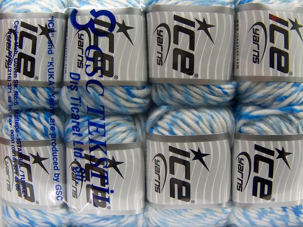 8x50gr. BABY TWIST Beyaz, Mavi Tonları Yün, Akrilik Kışlık, Yün, Kalın