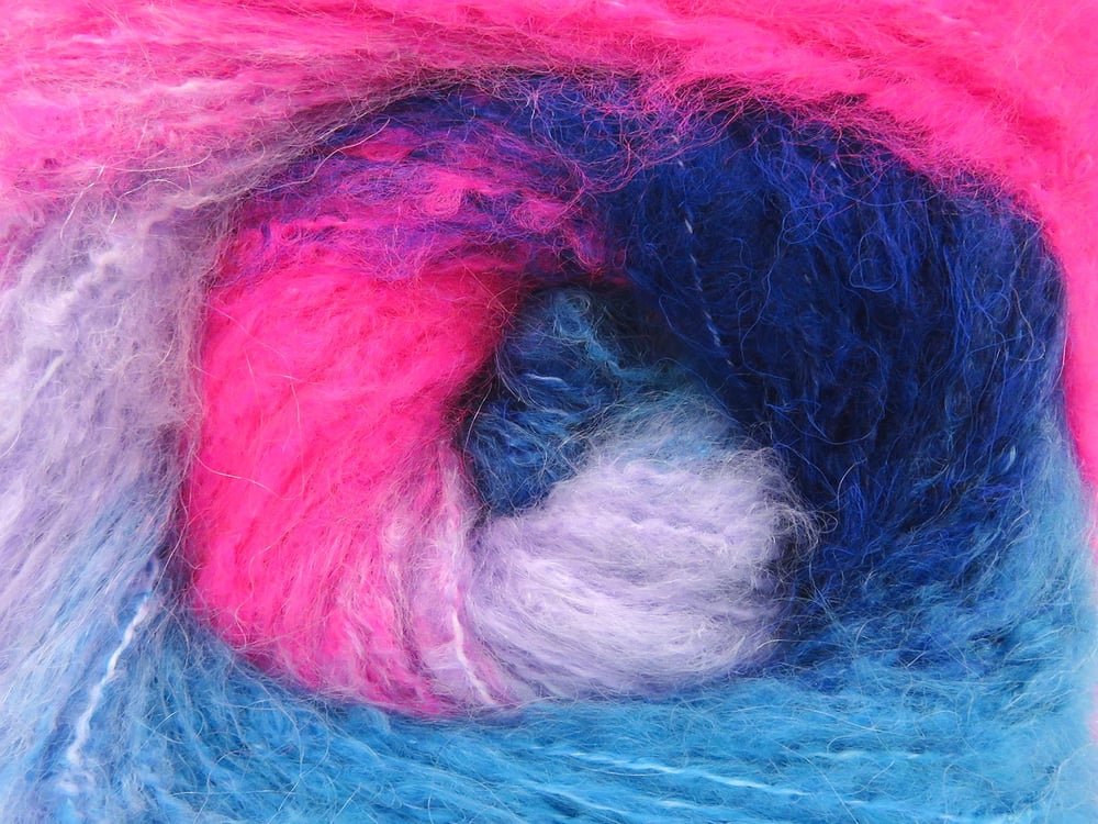 2x150gr. BELLA MOHAIR Mavi, Leylak, Turkuaz, Neon Pembe Tiftik, Akrilik Kışlık, Yün, Tiftik, Batik Desenli, Worsted